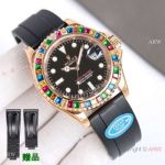 Clean Factory Rolex Yacht-Master Rainbow Gemstone Bezel 904L Rose Gold Watch Super Clone 2836